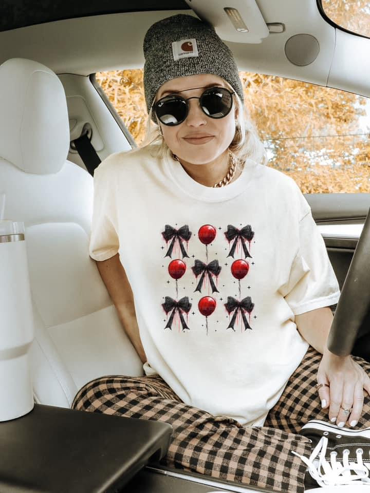 Red Balloons Ivory T-Shirt