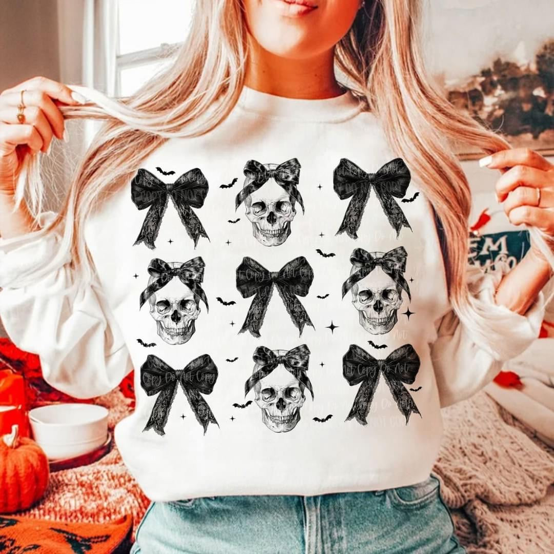 Skulls & Bows White Crewneck