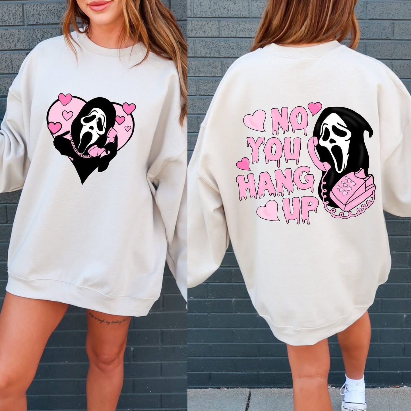 No You Hang Up White Crewneck