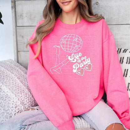 Life of the Party - Safety Pink Crewneck