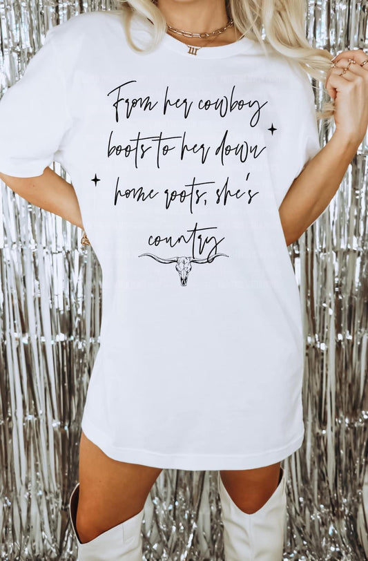 Comfort Colors White Tee - She’s Country