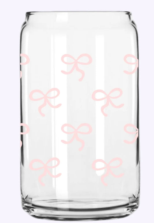 Light Pink Bows Glass Cup