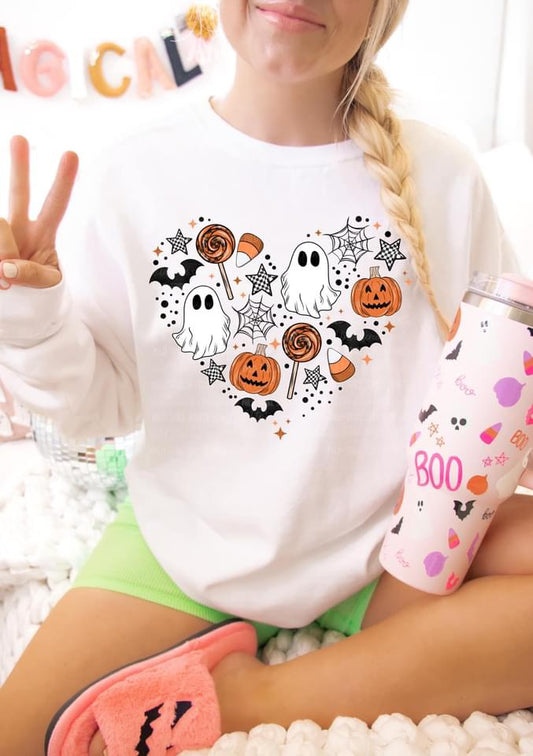 Halloween Doodles White Crewneck