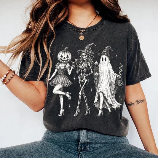 Vintage Spooky Girls Deep Gray T-Shirt