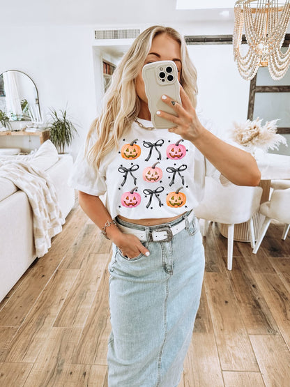 Pastel Pumpkins & Bows White T-Shirt