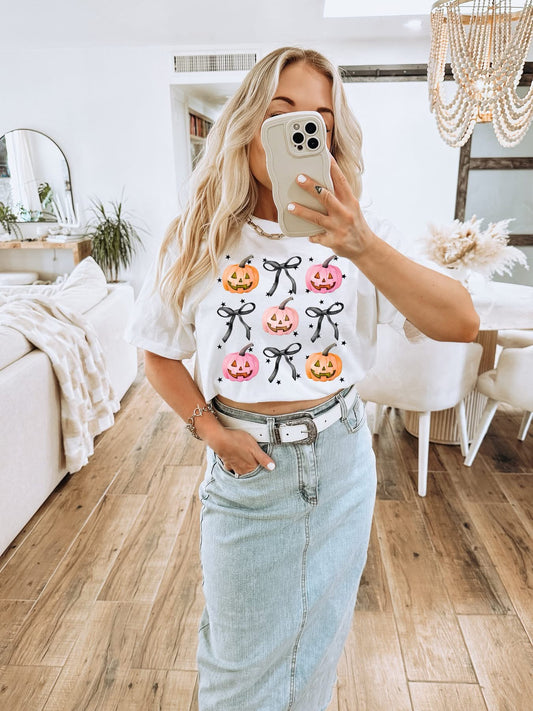 Pastel Pumpkins & Bows White T-Shirt