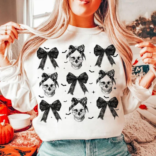 Skulls & Bows White Crewneck