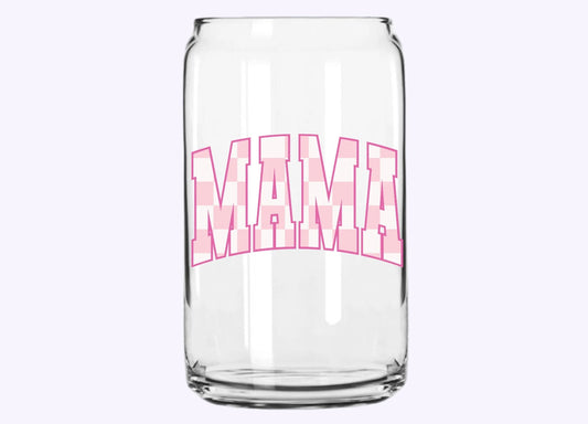 Mama Checkered Glass Cup