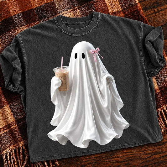 Coquette Iced Coffee Ghost Deep Gray T-Shirt