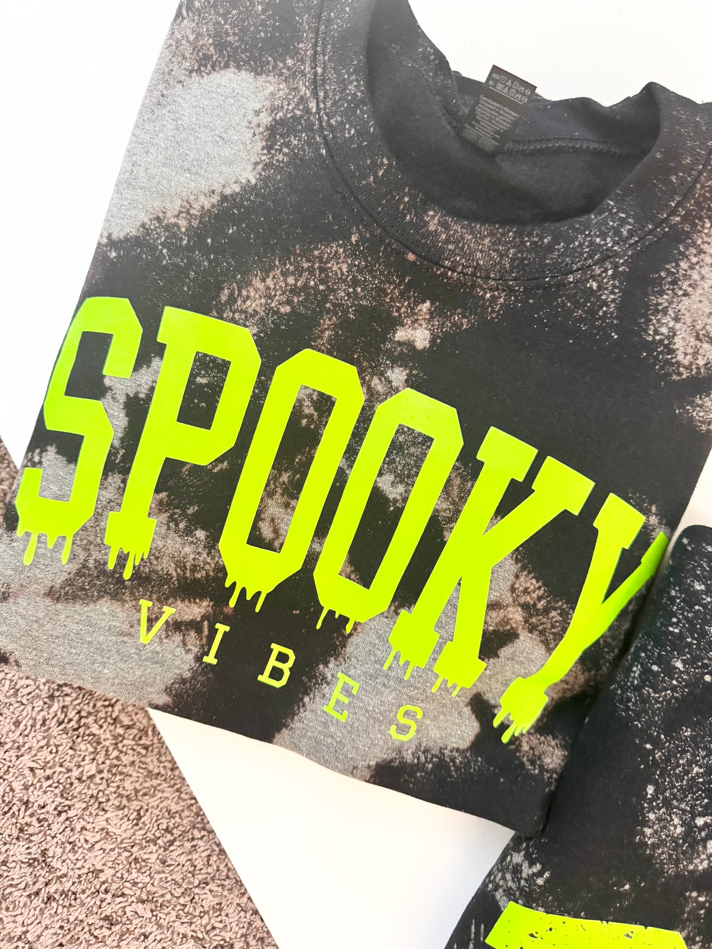 Black Bleach Tie Dye Crewneck