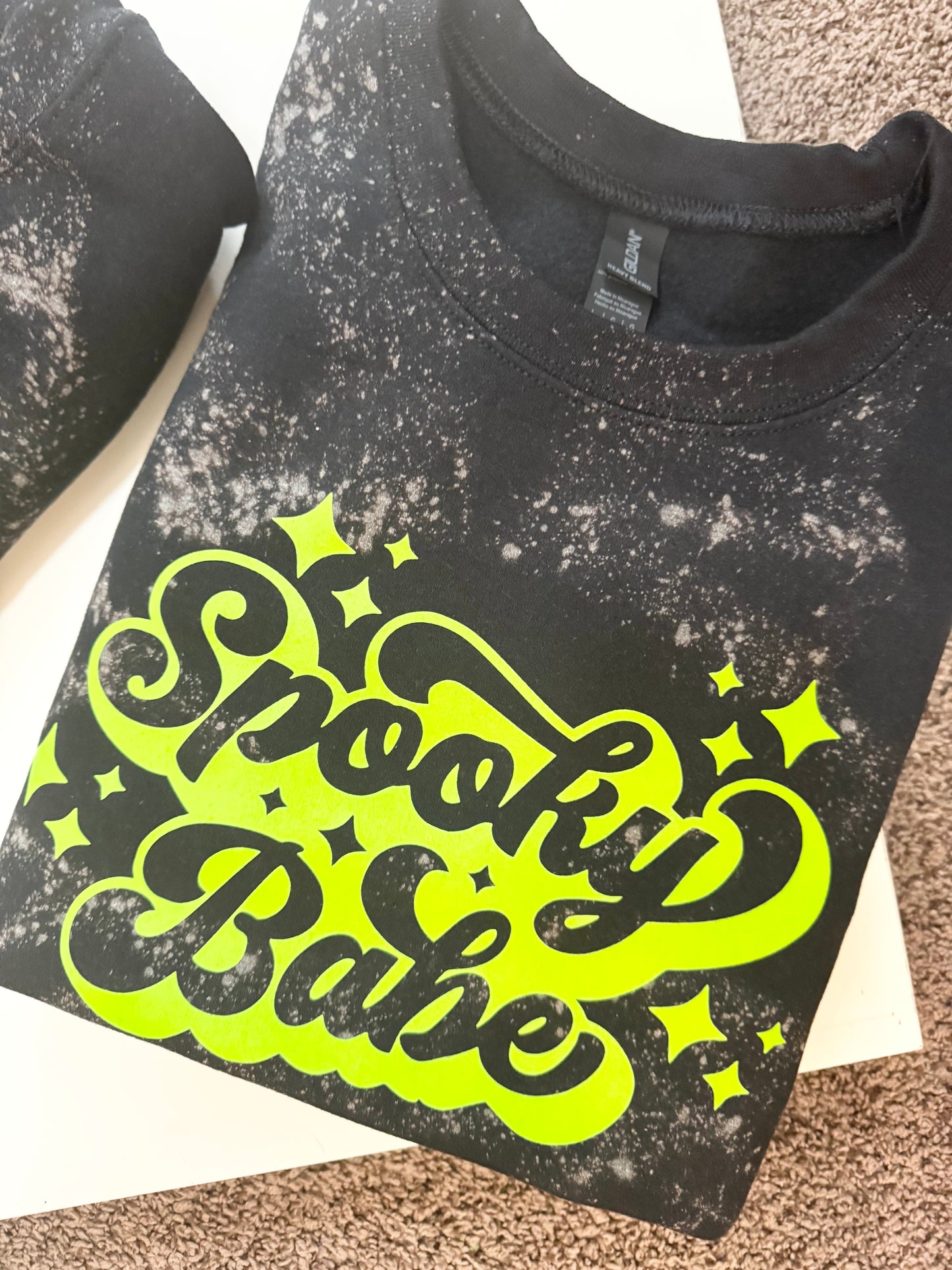 Black Bleach Tie Dye Crewneck