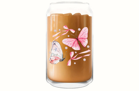Butterflies & Bows Glass Cup