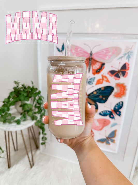 Mama (Vertical) Checkered Glass Cup