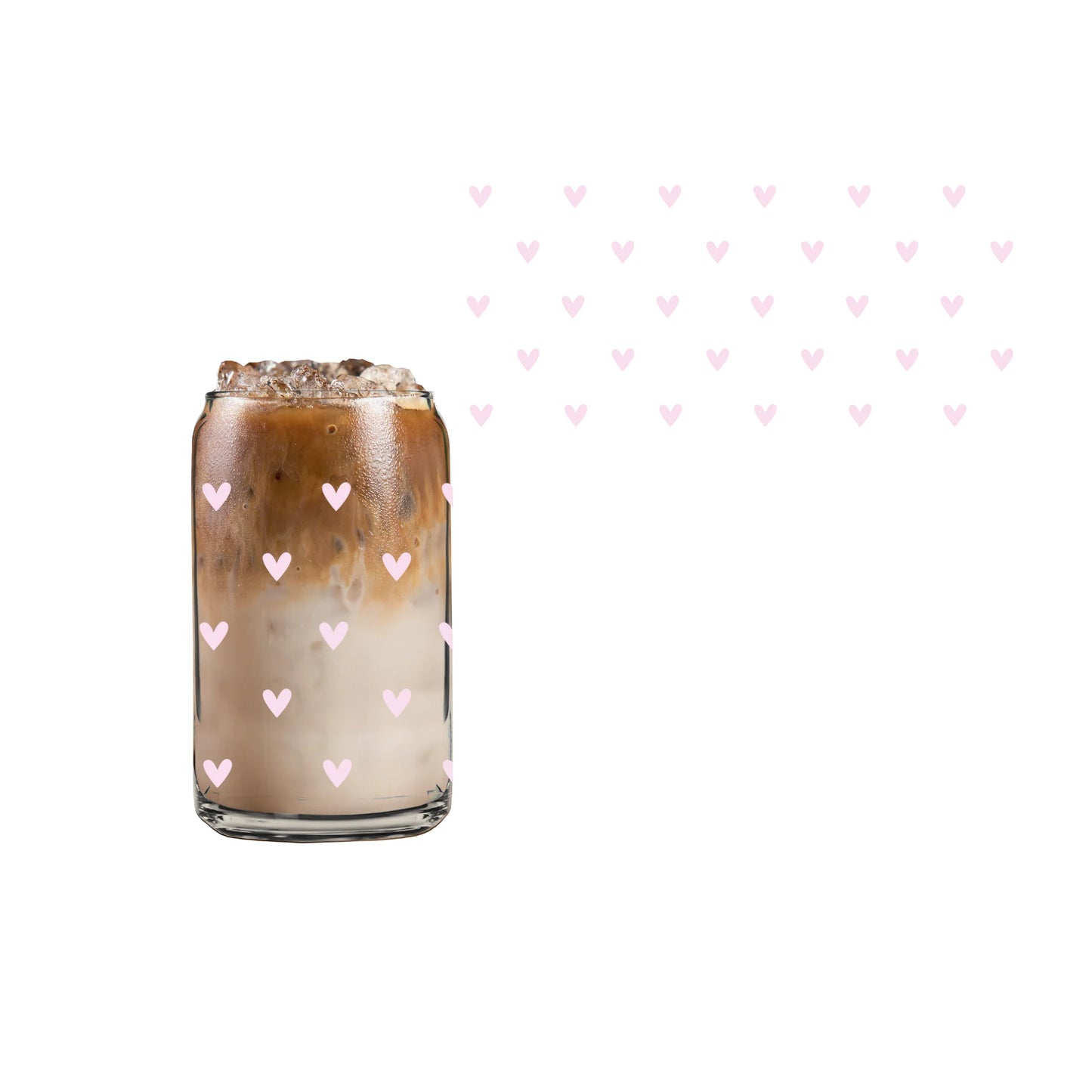 Pink Hearts Glass Cup