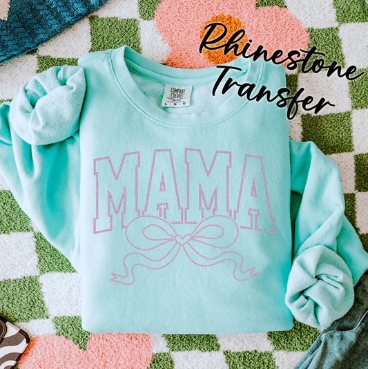 Mama Rhinestone Turquoise Crewneck